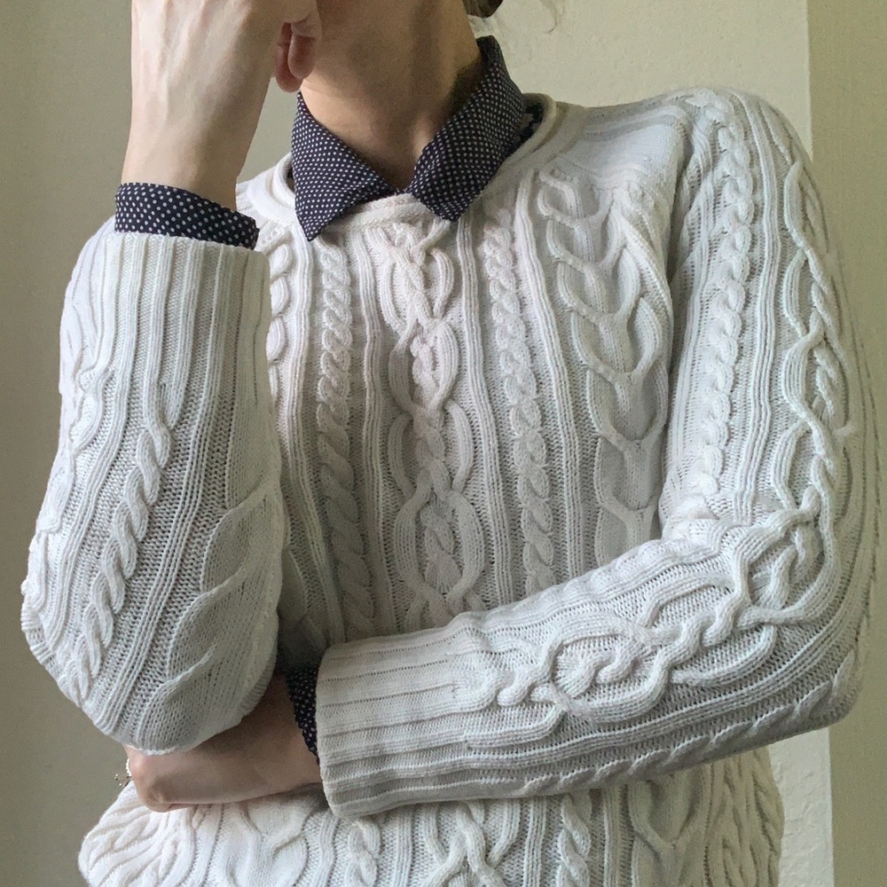 Vintage Nautica Off White Cable Knit Sweater - Picture 2 of 5